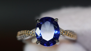 Blue Oval Diamond Ring | Blue Diamond Wedding Ring