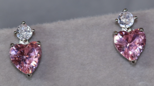 Pink Diamond Earrings | Heart Diamond Ear Studs