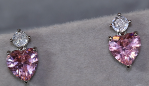 Pink Diamond Earrings | Heart Diamond Ear Studs