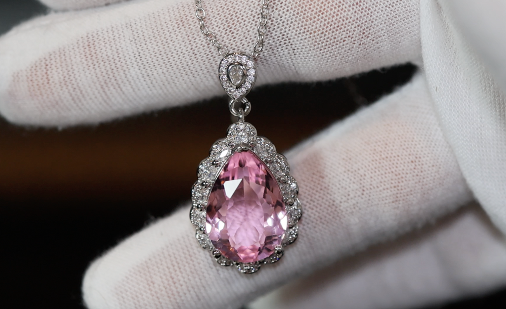 Pink Diamond Necklace | Pear Cut Diamond Necklace | Pink Diamond Pendant Necklace