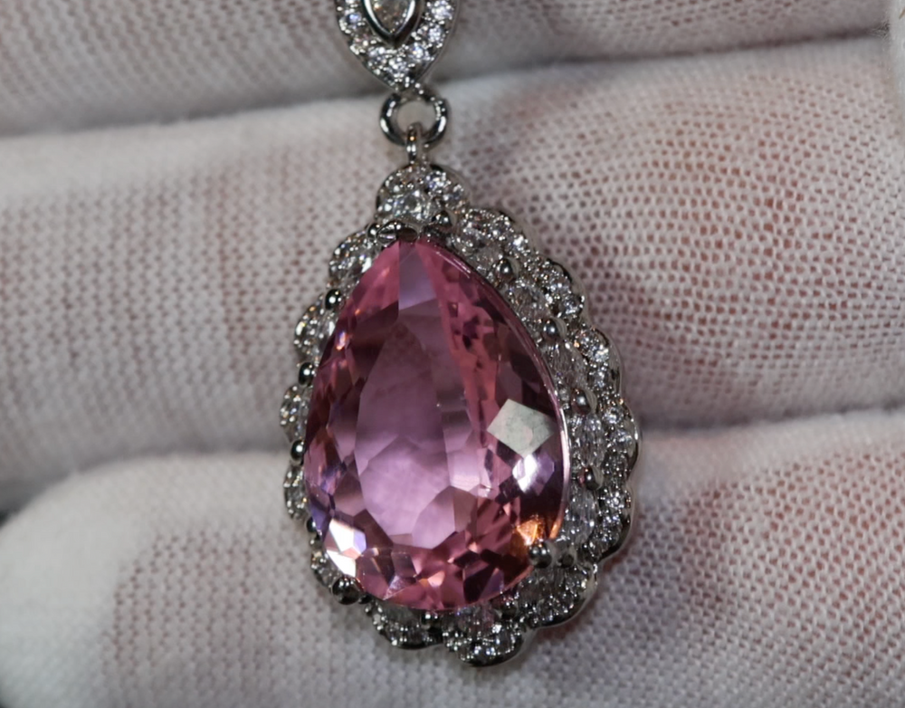 Pink Diamond Necklace | Pear Cut Diamond Necklace | Pink Diamond Pendant Necklace