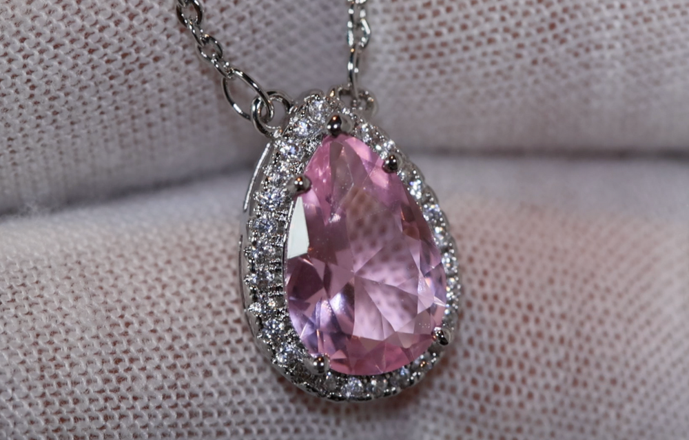 Pink Diamond Necklace | Teardrop Necklace | Pear Shape Necklace