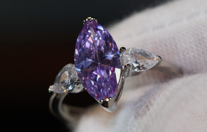 Purple Diamond Ring | Marquise Ring | Marquise Diamond Wedding Ring