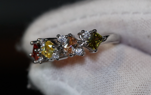 Rainbow Diamond Ring | Colourful Diamond Rings | Womens Multi Coloured Diamond Ring