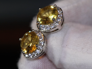 Yellow Diamond Earrings | Womens Earrings | Canary Yellow Earrings | Yellow Diamond Ear Studs | Stud Earrings | Diamond Ear Studs