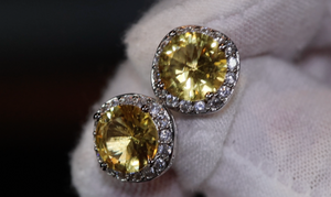 Yellow Diamond Earrings | Womens Earrings | Canary Yellow Earrings | Yellow Diamond Ear Studs | Stud Earrings | Diamond Ear Studs