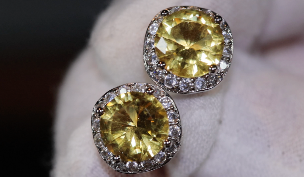 
            
                Load image into Gallery viewer, Yellow Diamond Earrings | Womens Earrings | Canary Yellow Earrings | Yellow Diamond Ear Studs | Stud Earrings | Diamond Ear Studs
            
        