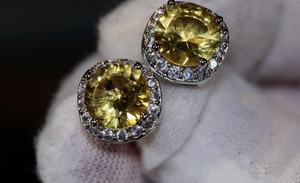 Yellow Diamond Earrings | Womens Earrings | Canary Yellow Earrings | Yellow Diamond Ear Studs | Stud Earrings | Diamond Ear Studs