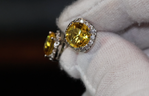 Yellow Diamond Earrings | Womens Earrings | Canary Yellow Earrings | Yellow Diamond Ear Studs | Stud Earrings | Diamond Ear Studs