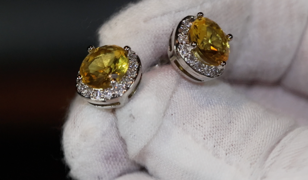 Yellow Diamond Earrings | Womens Earrings | Canary Yellow Earrings | Yellow Diamond Ear Studs | Stud Earrings | Diamond Ear Studs