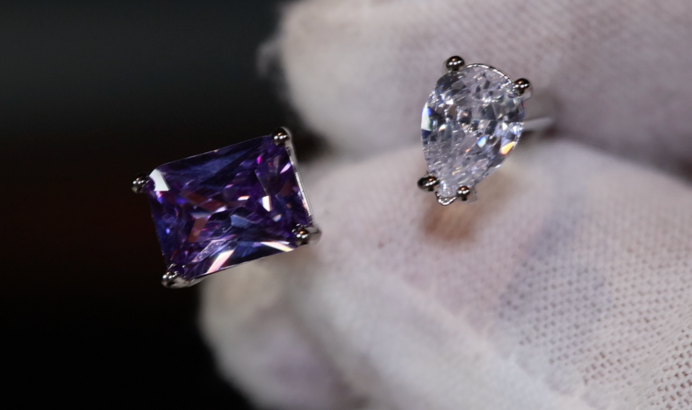 Purple ring, Purple diamond ring, Purple diamond engagement ring