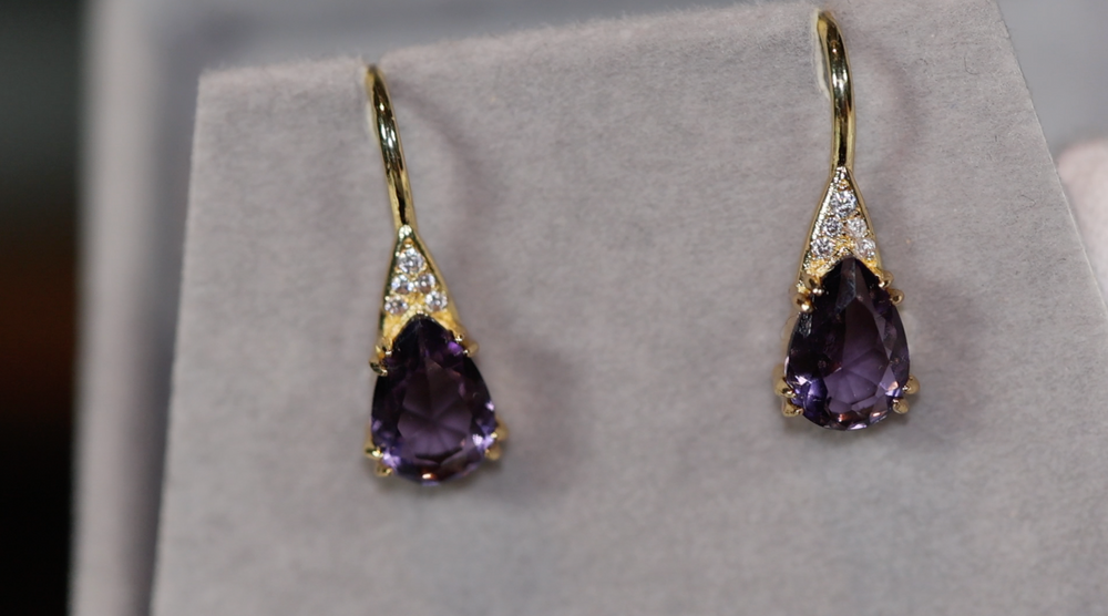
            
                Load image into Gallery viewer, Womens Diamond Earrings | Purple Diamond Earrings
            
        