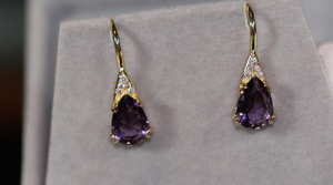 Womens Diamond Earrings | Purple Diamond Earrings | Earrings | Diamond Earrings | Teardrop Earrings | Womens Earrings | Dangle Earrings