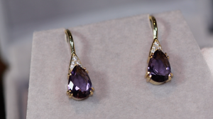 Womens Diamond Earrings | Purple Diamond Earrings | Earrings | Diamond Earrings | Teardrop Earrings | Womens Earrings | Dangle Earrings