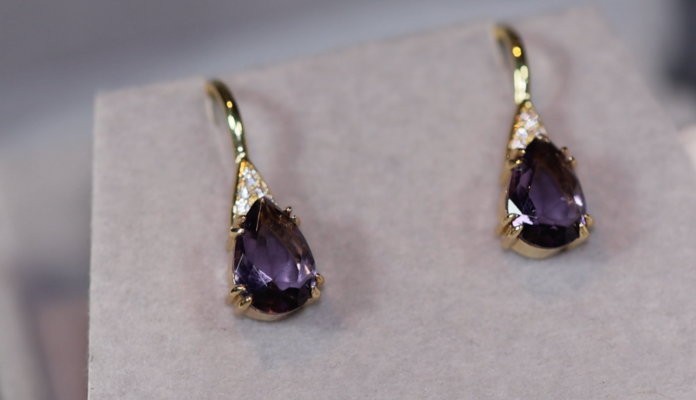 
            
                Load image into Gallery viewer, Womens Diamond Earrings | Purple Diamond Earrings
            
        