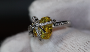 Heart Ring | Diamond Heart Ring | Womens Yellow Diamond Ring | Engagement Ring | Yellow Diamond Ring