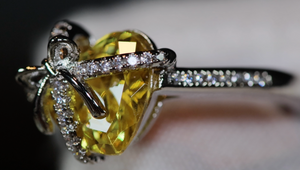 Heart Ring | Diamond Heart Ring | Womens Yellow Diamond Ring | Engagement Ring | Yellow Diamond Ring