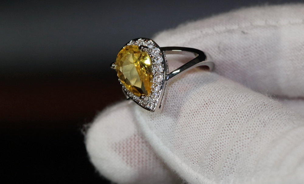 Yellow Diamond Ring | Yellow Diamond Engagement Rings | Canary Yellow Diamond Ring | Pear Shape Ring | Pear Engagement Ring | Teardrop Ring