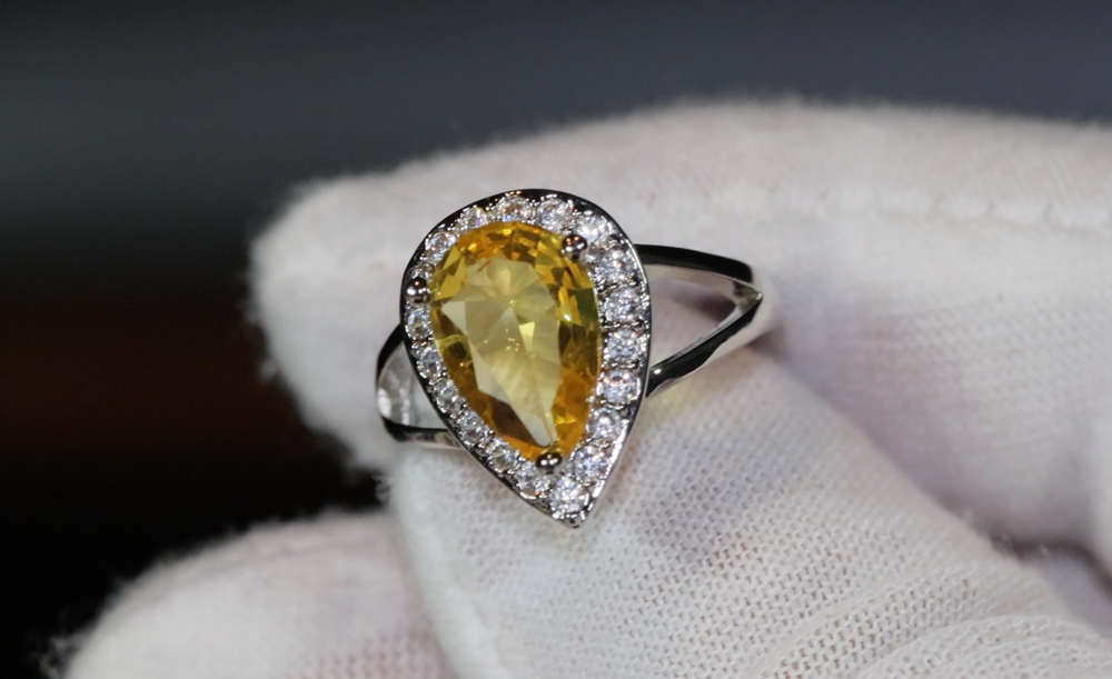 Yellow Diamond Ring | Yellow Diamond Engagement Rings | Canary Yellow Diamond Ring | Pear Shape Ring | Pear Engagement Ring | Teardrop Ring