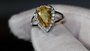 Yellow Diamond Ring | Yellow Diamond Engagement Rings | Canary Yellow Diamond Ring | Pear Shape Ring | Pear Engagement Ring | Teardrop Ring