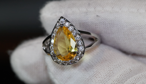 Yellow Diamond Ring | Yellow Diamond Engagement Rings | Canary Yellow Diamond Ring | Pear Shape Ring | Pear Engagement Ring | Teardrop Ring