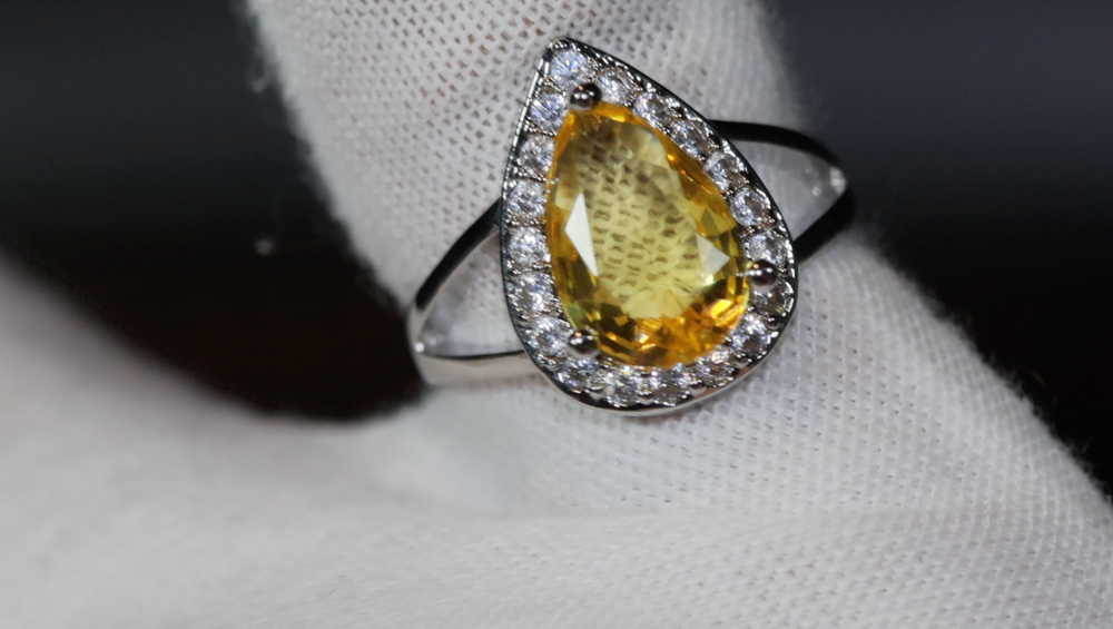 Womens yellow diamond ring,