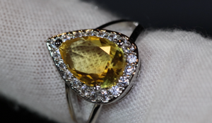 Yellow Diamond Ring | Yellow Diamond Engagement Rings | Canary Yellow Diamond Ring | Pear Shape Ring | Pear Engagement Ring | Teardrop Ring