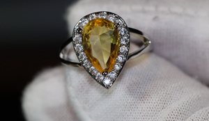 Yellow Diamond Ring | Yellow Diamond Engagement Rings | Canary Yellow Diamond Ring | Pear Shape Ring | Pear Engagement Ring | Teardrop Ring