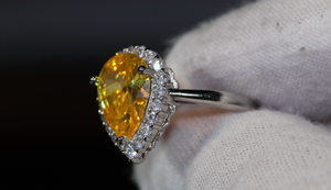 Yellow Diamond Ring | Yellow Diamond Engagement Rings | Canary Yellow Diamond Ring | Yellow Pear Cut Diamond Ring