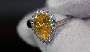 Yellow Diamond Ring | Yellow Diamond Engagement Rings | Canary Yellow Diamond Ring | Yellow Pear Cut Diamond Ring