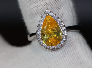 Yellow Diamond Ring | Yellow Diamond Engagement Rings | Canary Yellow Diamond Ring | Yellow Pear Cut Diamond Ring