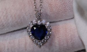 Sapphire Blue Diamond Heart Necklace | Womens Diamond Necklace | Sapphire Blue Diamond Necklace | Blue Diamond Pendant  | Heart Necklace