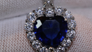 Sapphire Blue Diamond Heart Necklace | Womens Diamond Necklace | Sapphire Blue Diamond Necklace | Blue Diamond Pendant  | Heart Necklace