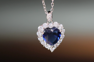 Sapphire Blue Diamond Heart Necklace | Womens Diamond Necklace | Sapphire Blue Diamond Necklace | Blue Diamond Pendant  | Heart Necklace