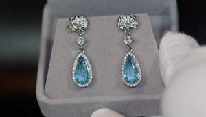 Blue Diamond Earrings | Aquamarine Blue Diamond Earrings | Womens Diamond Earrings