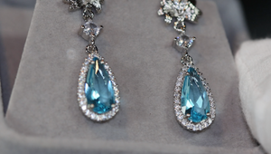 Blue Diamond Earrings | Aquamarine Blue Diamond Earrings | Womens Diamond Earrings