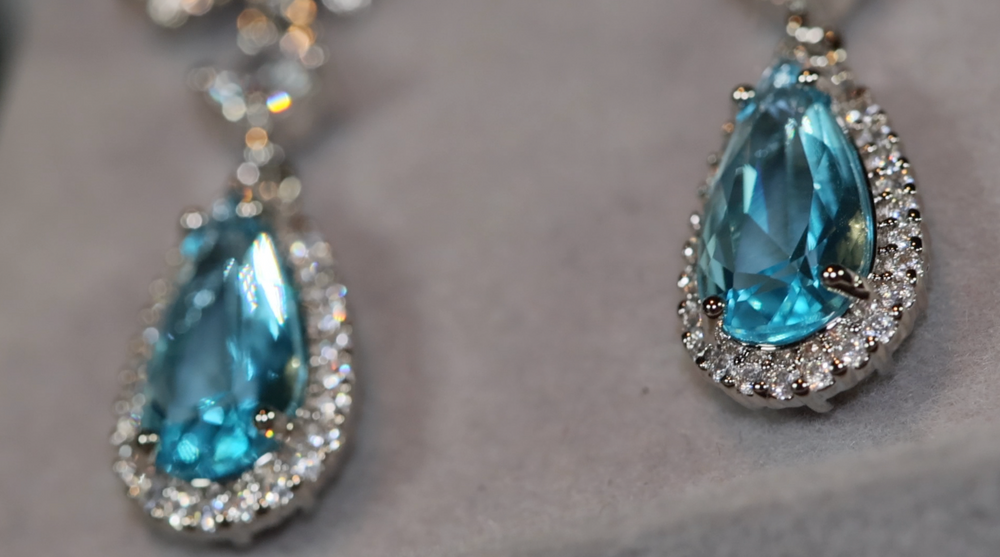 Blue Diamond Earrings | Aquamarine Blue Diamond Earrings | Womens Diamond Earrings