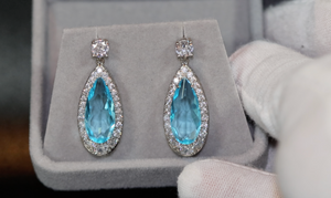 AQUAMARINE BLUE EARRINGS | BLUE DIAMOND EARRINGS