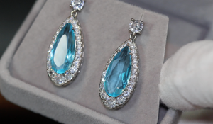 AQUAMARINE BLUE EARRINGS | BLUE DIAMOND EARRINGS