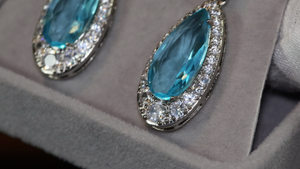 AQUAMARINE BLUE EARRINGS | BLUE DIAMOND EARRINGS