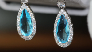 AQUAMARINE BLUE EARRINGS | BLUE DIAMOND EARRINGS