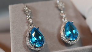 Pear Diamond Earrings | Blue Diamond Earrings | Womens Diamond Earrings