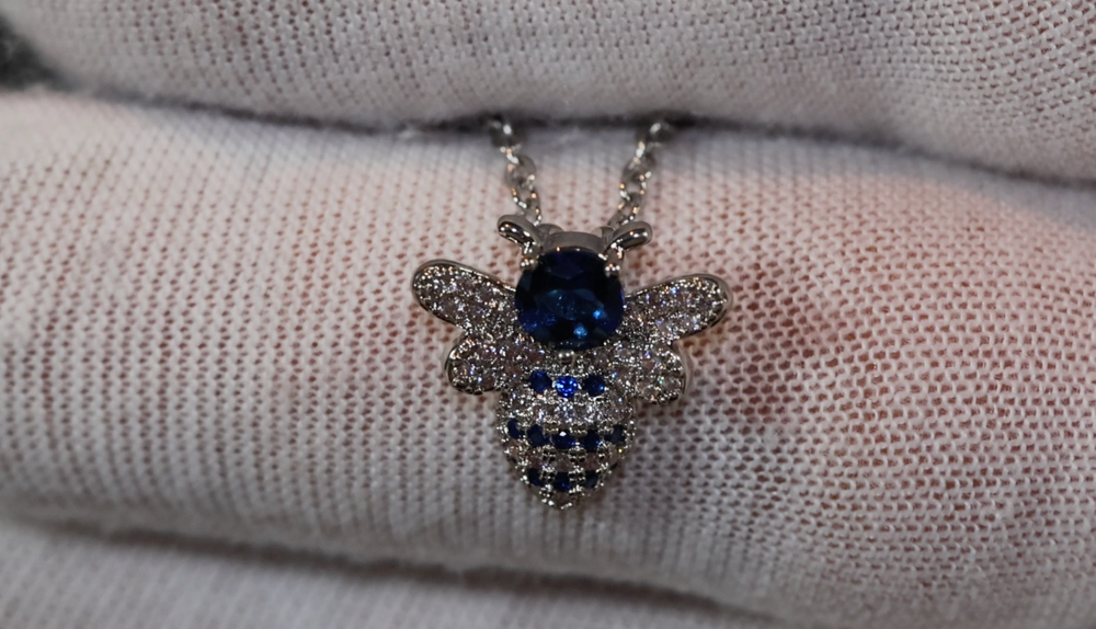 
            
                Load image into Gallery viewer, Blue Diamond Pendant | Bee Pendant | Bumble Bee Pendant
            
        