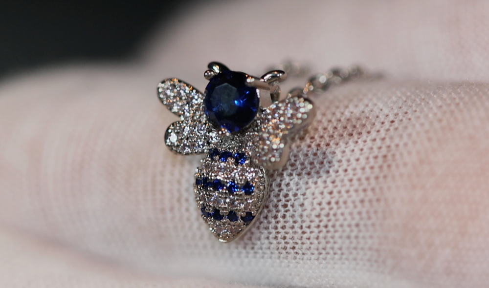 
            
                Load image into Gallery viewer, Blue Diamond Pendant | Bee Pendant | Bumble Bee Pendant
            
        