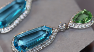 AQUAMARINE BLUE EARRINGS | GREEN DIAMOND EARRINGS