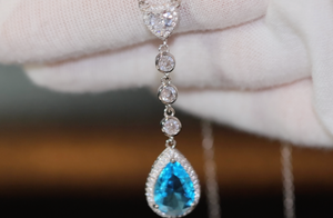 Blue Diamond Necklace | Teardrop Pendant