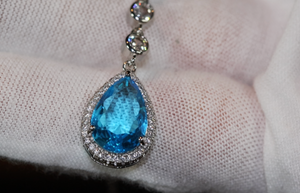 Blue Diamond Necklace | Teardrop Pendant