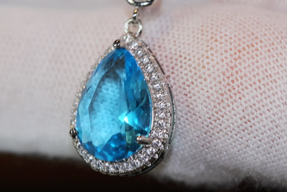 Blue Diamond Necklace | Teardrop Pendant