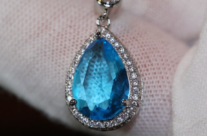 Blue Diamond Necklace | Teardrop Pendant