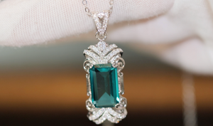 Blue Diamond Necklace | Womens Emerald Necklace | Blue Diamond Pendant